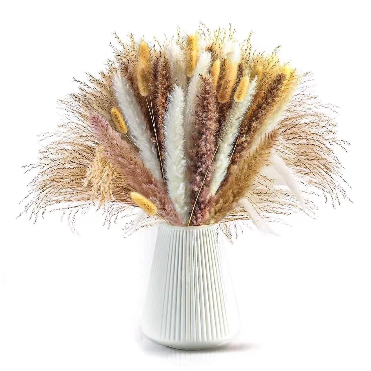 80PCS Natural Dried Pampa Grass Bouquet,Boho Home Decor Bouquet, Phragmites Dried Flowers,Bouquet for Wedding Ramadan Decoration