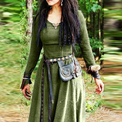 Medieval Dress Women Long Sleeve Maxi Robe Vintage Fairy Elven Dress Renaissance Celtic Viking Gothic Clothing Fantasy Ball Gown