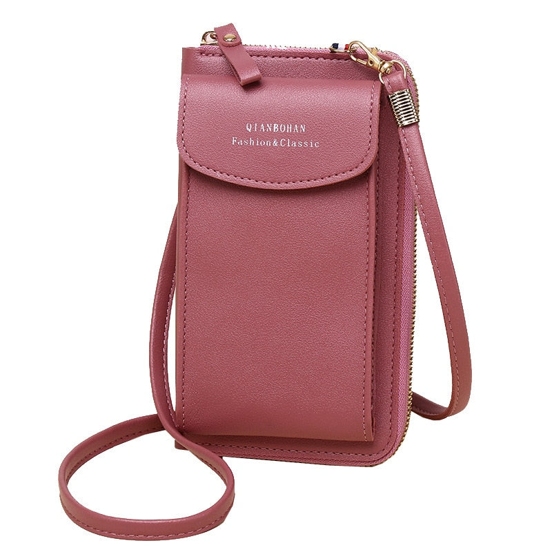 Women's Wallet Shoulder Mini Leather Bags Straps Mobile Phone Big Card Holders Wallet Handbag Money Pockets Girls Small Bags