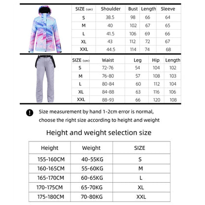 New Warm Colorful Ski Suit Women Waterproof Windproof Skiing and Snowboarding Jacket Pants Set Female Outdoor Snow Costumes