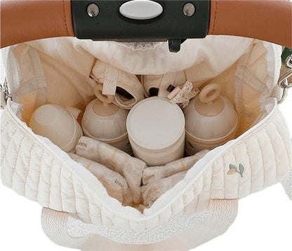 Korea Style Newborn Baby Care Diaper Bag Mummy Shoulder Bag Embroidery Quilted Stroller Diaper Storage Organizer Large Handbags