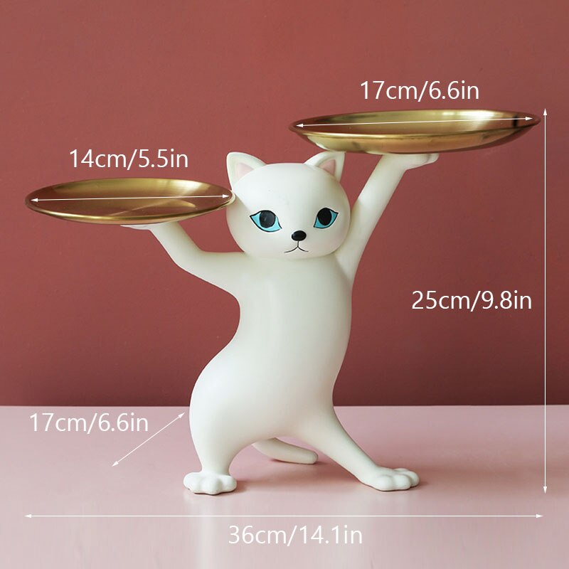 NEW ordic Resin Cat Tray Statue Bedroom Entrance Home Office Table Desk Decor Accessorie Key Candy Container Storage Sculpture