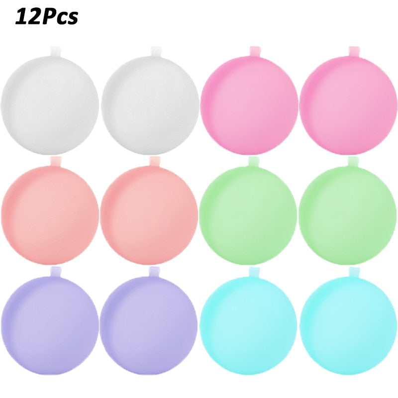 12pcs Reusable Water Fighting Balls Adults Kids Summer Swimming Pool Silicone Water Playing Toys Pool Water Bomb Balloons Games