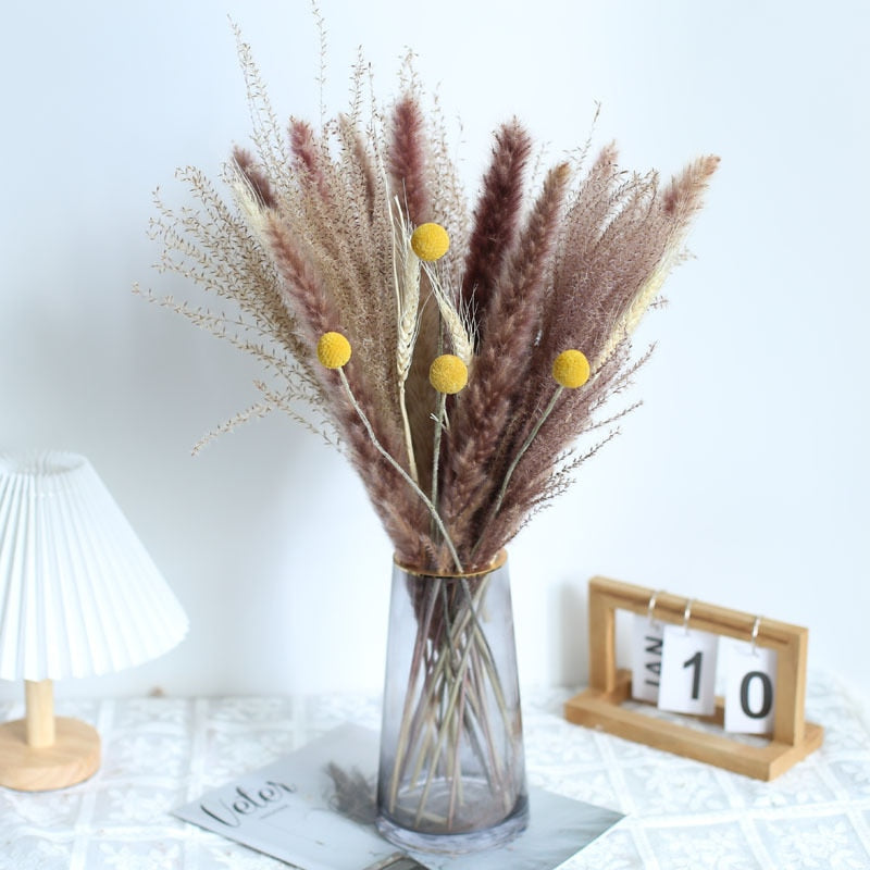 80PCS Natural Dried Pampa Grass Bouquet,Boho Home Decor Bouquet, Phragmites Dried Flowers,Bouquet for Wedding Ramadan Decoration