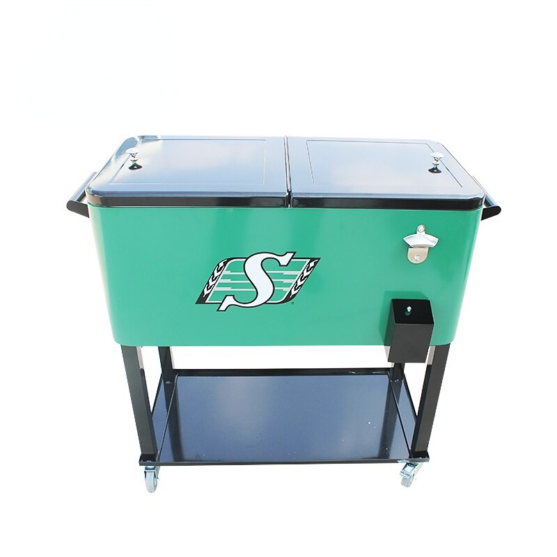 Outdoor Wagon Cooler  Rolling Cart Mobile Ice Chest Ice Cooler Box for Camping Picnic Beach