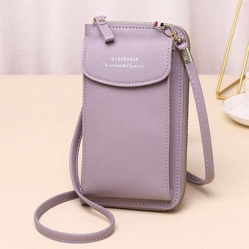 Women's Wallet Shoulder Mini Leather Bags Straps Mobile Phone Big Card Holders Wallet Handbag Money Pockets Girls Small Bags