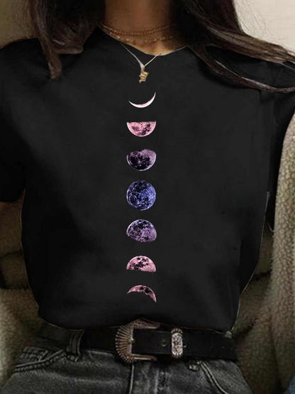 Planeten Drucken Ästhetischen Kawaii Grafik Frauen T shirt Weibliche Retro Schwarz Tops T Damen Kleidung