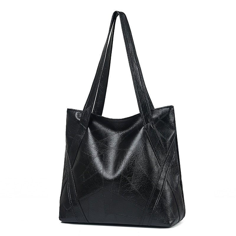 Big Casual Leather Tote Bags for Women Large Capacity Hobo Handbags Retro Patchwork Shoulder Bag Female Vintage Shopper Bag 2023