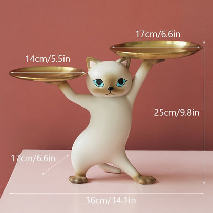 NEW ordic Resin Cat Tray Statue Bedroom Entrance Home Office Table Desk Decor Accessorie Key Candy Container Storage Sculpture
