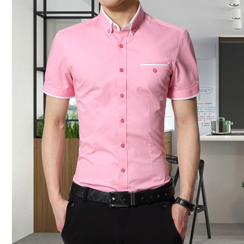 2023 New Arrival Brand Men's Summer Business Shirt Short Sleeves Turn-down Collar Tuxedo Shirt Shirt Men Shirts Big Size 5XL