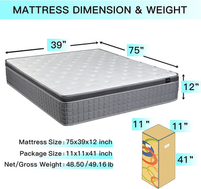 MICOOLS 12'' Memory Foam Mattress High Density Foam Breathable Comfortabl Twin Full Queen King Spring Mattress In A Box