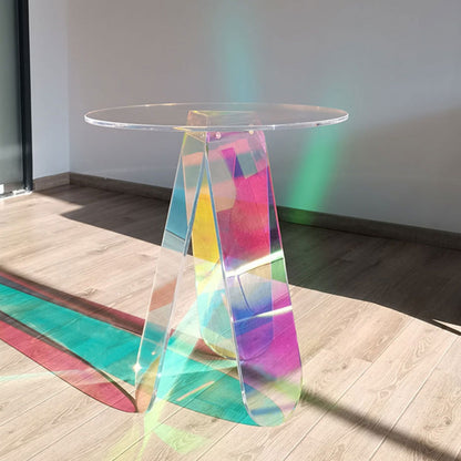 120cm Coffee Tables Acrylic Side Table Gradien Round Colorful Makeup Rainbow Clear Acrylic Iridescent Art Home Decor Furniture