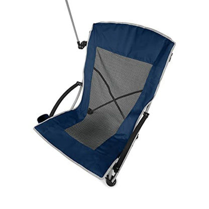 Beach Chair with UPF 50+ Adjustable Umbrella, Blue/Grey  Outdoor Chair