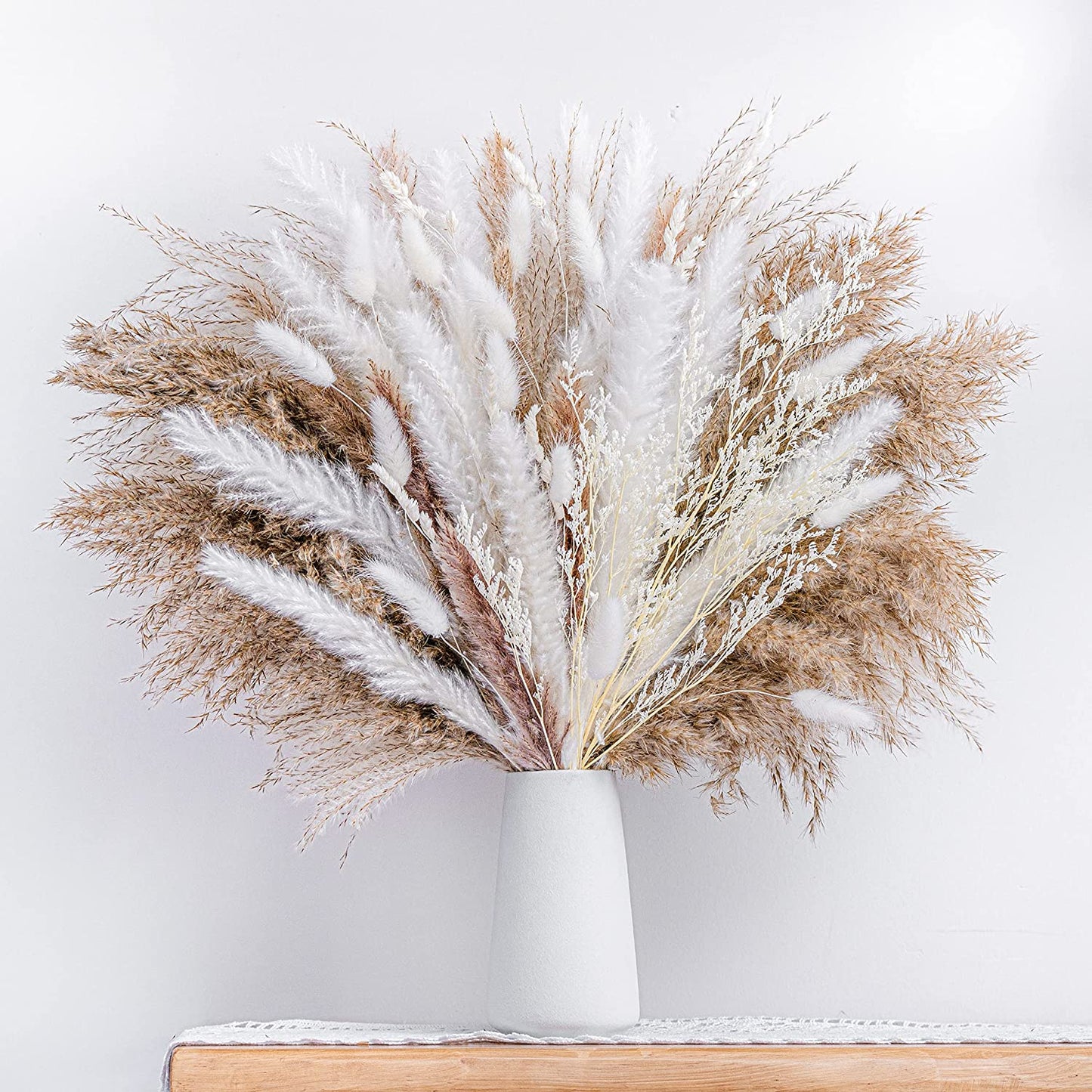 80PCS Natural Dried Pampa Grass Bouquet,Boho Home Decor Bouquet, Phragmites Dried Flowers,Bouquet for Wedding Ramadan Decoration