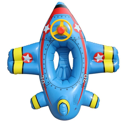 Rooxin Airplane Infant Float Pool Swimming Ring Inflatable Circle Baby Seat with Steering Wheel Summer Beach Party Pool Toys