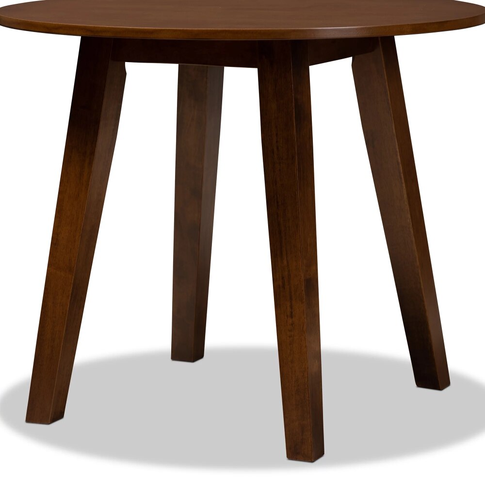 Ela Modern and Contemporary Walnut Brown Finished 35-Inch-Wide Round Wood Dining Table