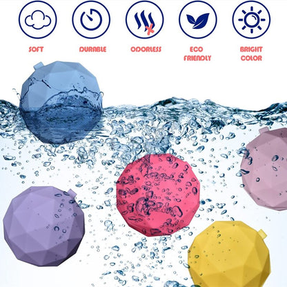10Pcs Reusable Water Balloons Quick Fill Silicone Self-Sealing Water Ball Water Toys for Summer Party Outdoor Pool Garden