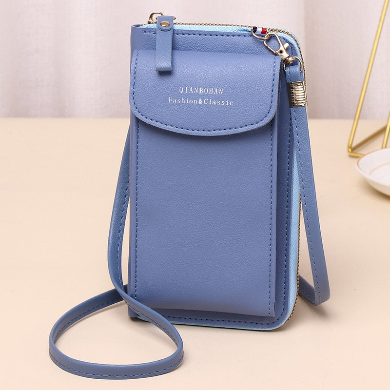 Women's Wallet Shoulder Mini Leather Bags Straps Mobile Phone Big Card Holders Wallet Handbag Money Pockets Girls Small Bags