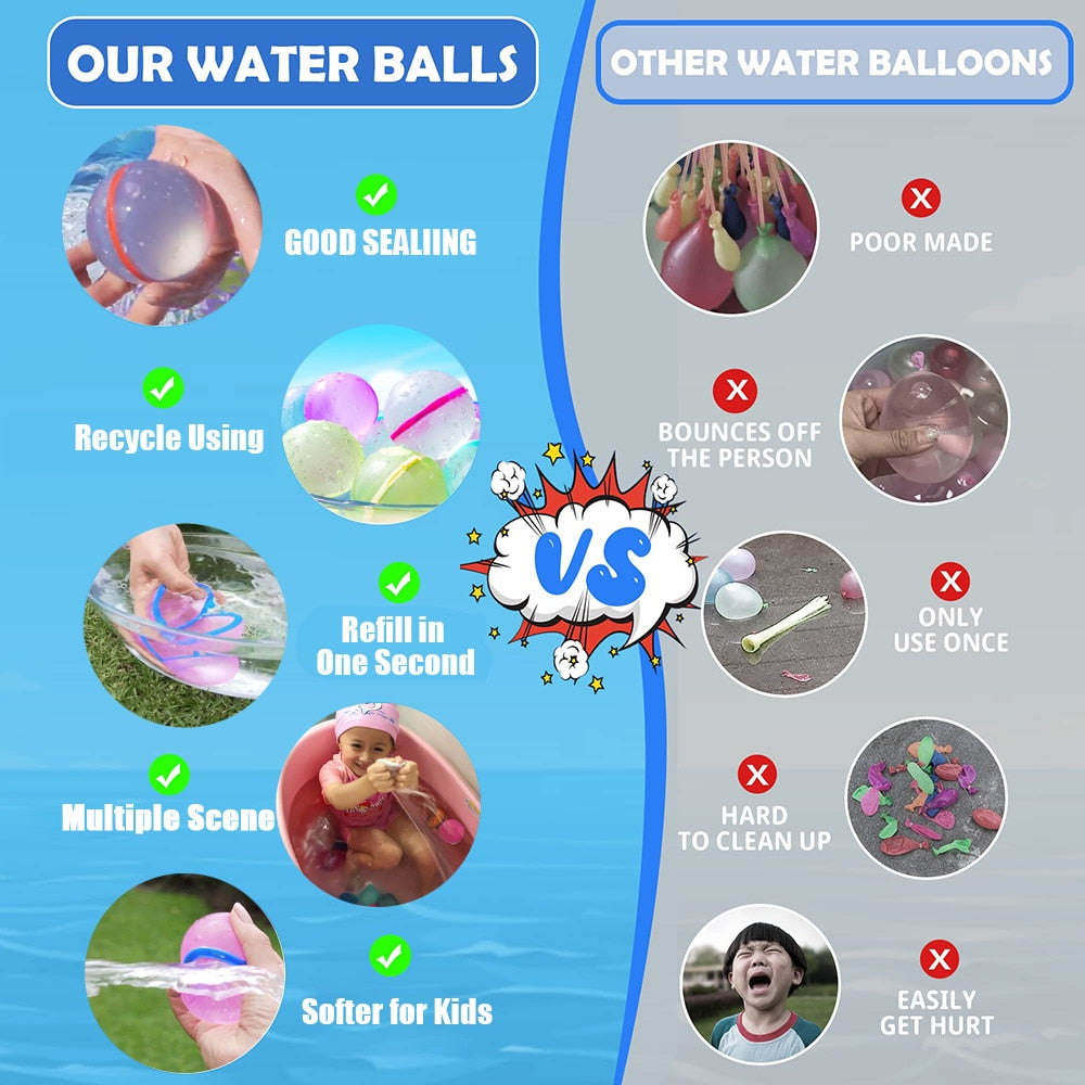 Dropshipping Water Balloon Water Bomb Splash Ball Toys Reusable Water Balloons Garden Game For Kids Playing Water