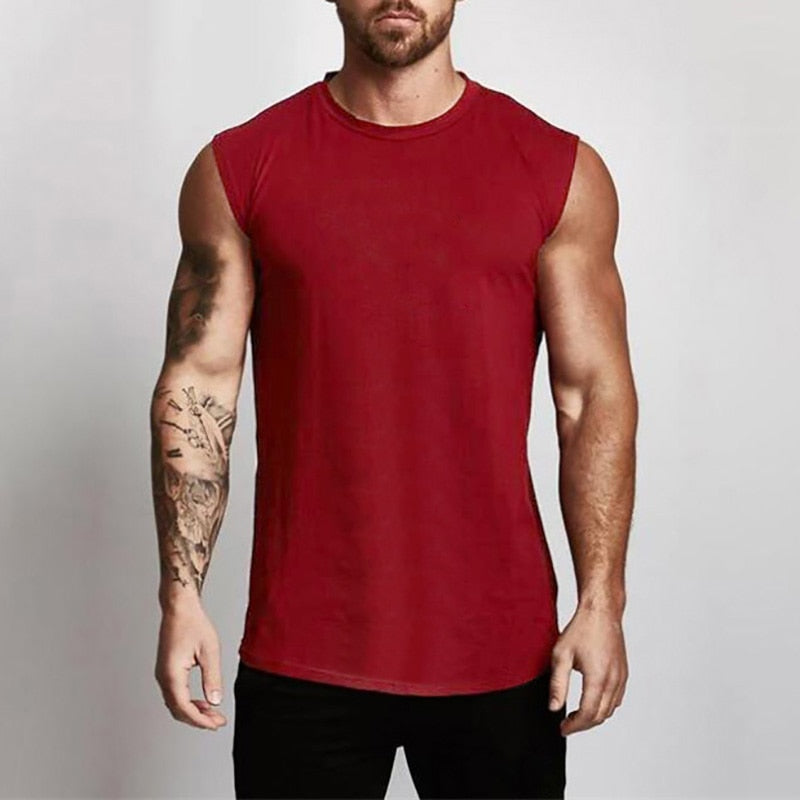 Cotton Gym Clothing Mens Workout Sleeveless Shirt Bodybuilding Tank Top Fitness Sportswear Mens Vests Muscle Singlets Tanktop