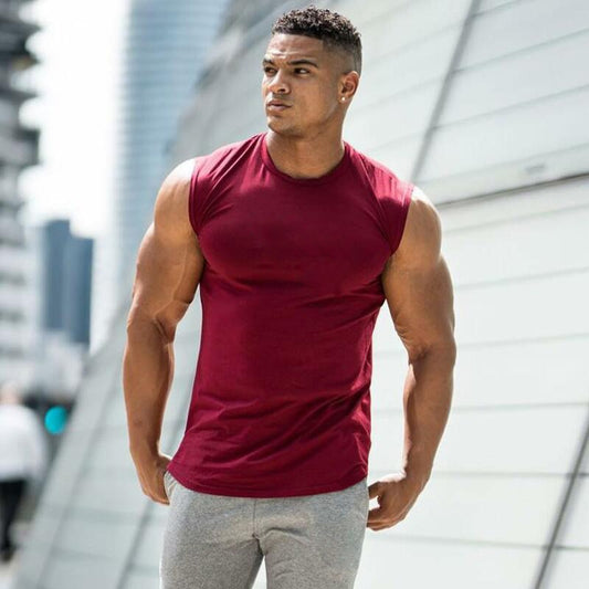 2021 Summer Newest Brand Mens Curved Hem Solid Color Gyms Stringers Vest Bodybuilding Clothing Fitness Man Tanks Tops
