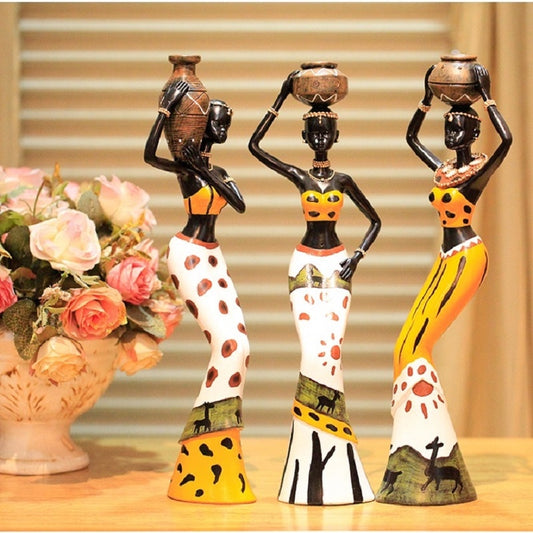 resin folk art love 3 African girls home decor resin figurine folk art Home decoration love Africa figurine