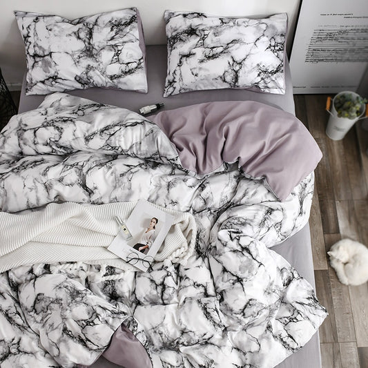 Quilted Sanding Duvet Cover Set Marble Duvet Cover&amp;Pillowcase Bedding Set for Single Double Bed 2020 New Bed Linen