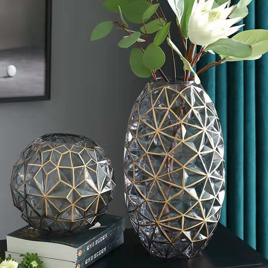 Light Luxury Nordic Glass Vase Living Room Decoration Flowers Arrangement Creative Flower Vase Home Decoration Accessories