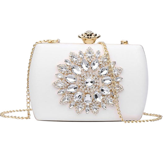 Crystal Clutch Bag for Women White Shoulder Bag Fashion Rhinestone Wedding Bridal Clutch Purse Luxury Handbags bolso ZD1332
