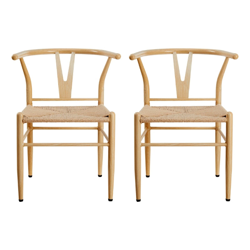 Springwood Wishbone Chair 2 Pack, Light Natural Finish, Steel Frame, Natural Color Rope Seat