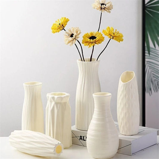 Modern Flower Vase Plastic Flower Bouquet Pot Basket Nordic Home Living Room Decoration Ornament Dinner Table Flower Arrangement